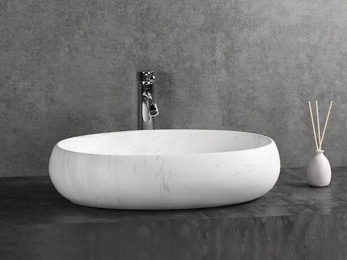 Lavabo de mármol blanco Carrara C